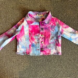 Stylish Baby Sara Tie Dye Jean Jacket with Diamond details